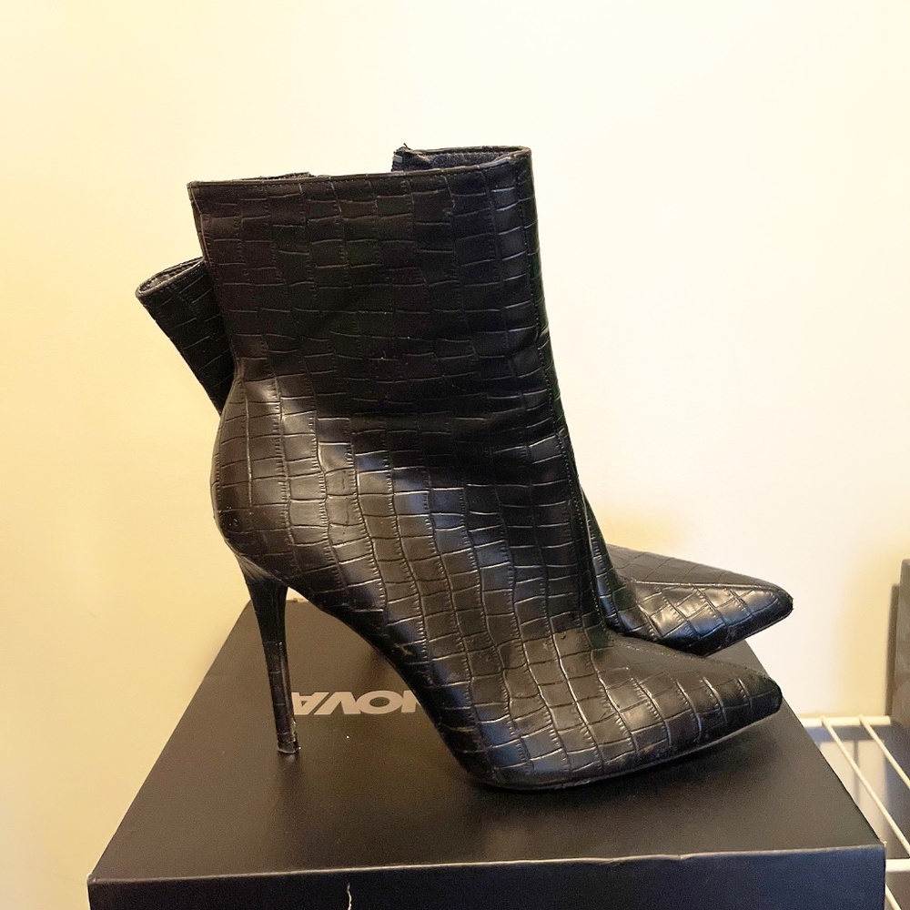 Croc-inspired Ankle Boots